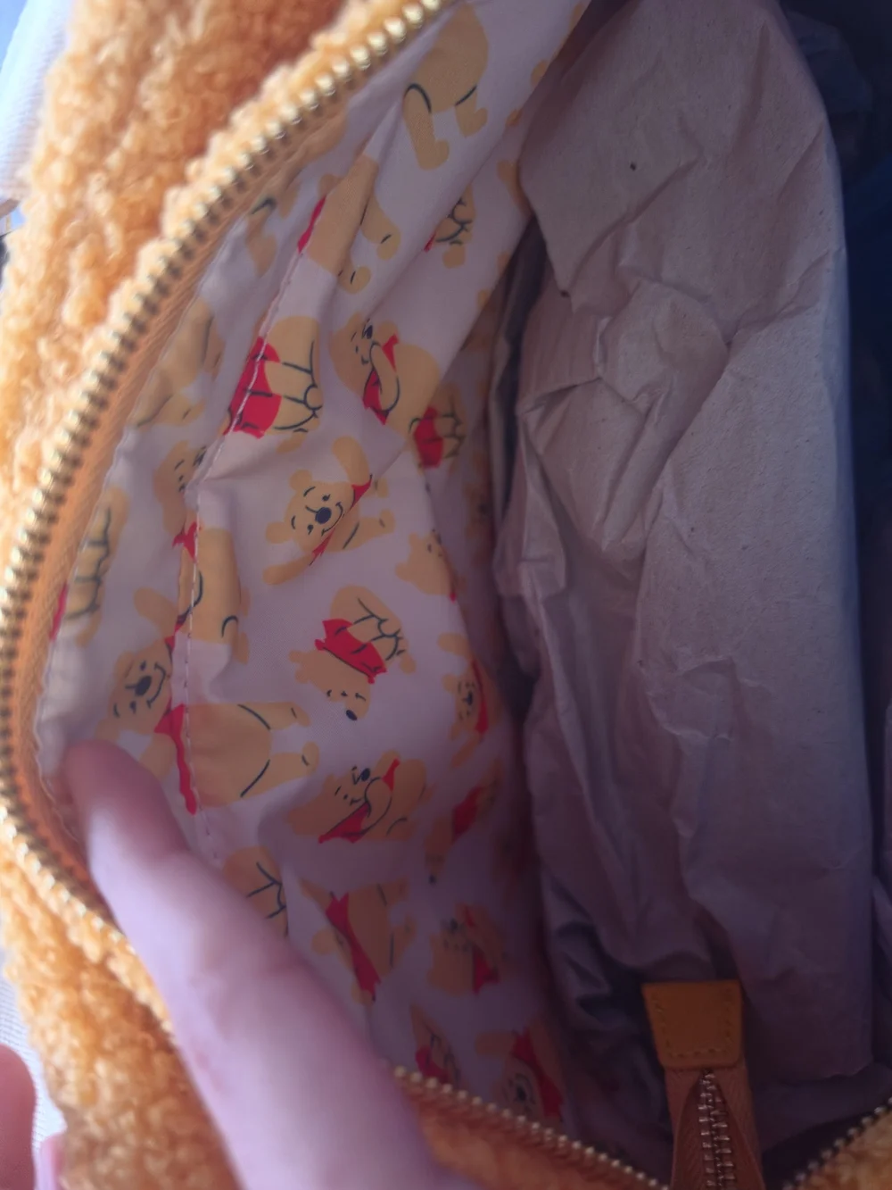Disney Yellow Winnie the Pooh Sherpa Tote Bag with Branded Straps